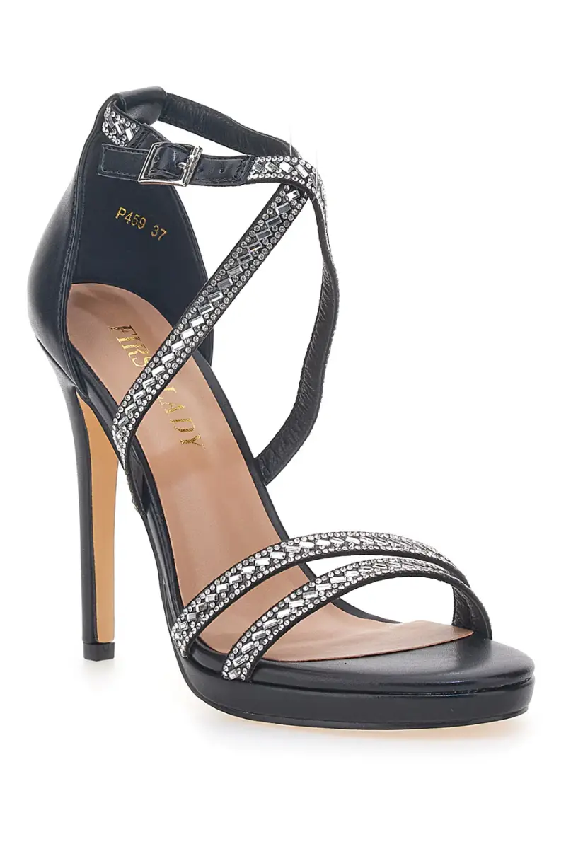 Sandali Neri con Tacco e Strass First Lady 459 [NERO] miniatura 2
