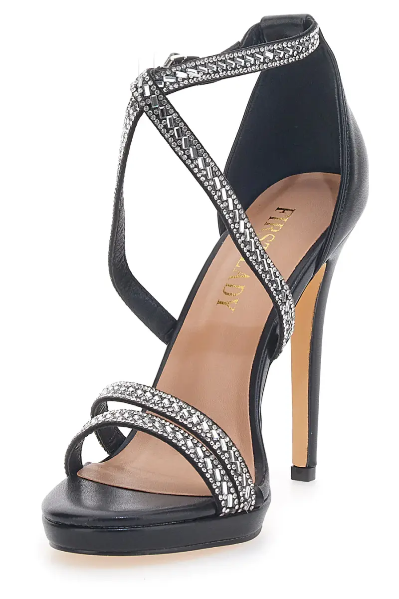 Sandali Neri con Tacco e Strass First Lady 459 [NERO] miniatura 3