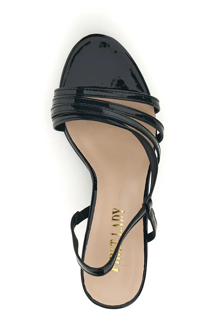 Sandali neri in vernice tacco medio cinturino First lady P709 [NERO] miniatura 3