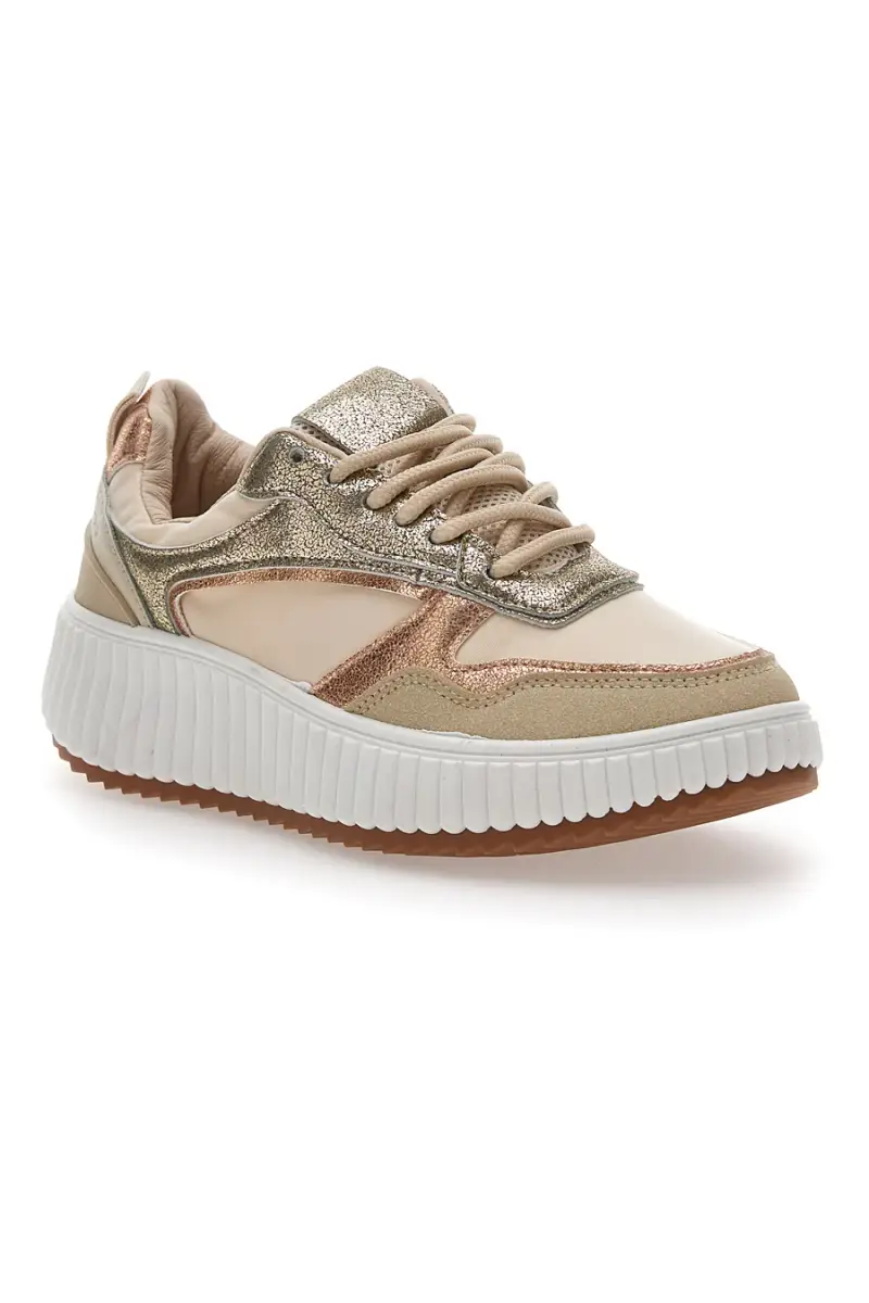 Sneakers Beige con Inserti Metallizzati First Lady 012 da Donna [BEIGE] miniatura 2