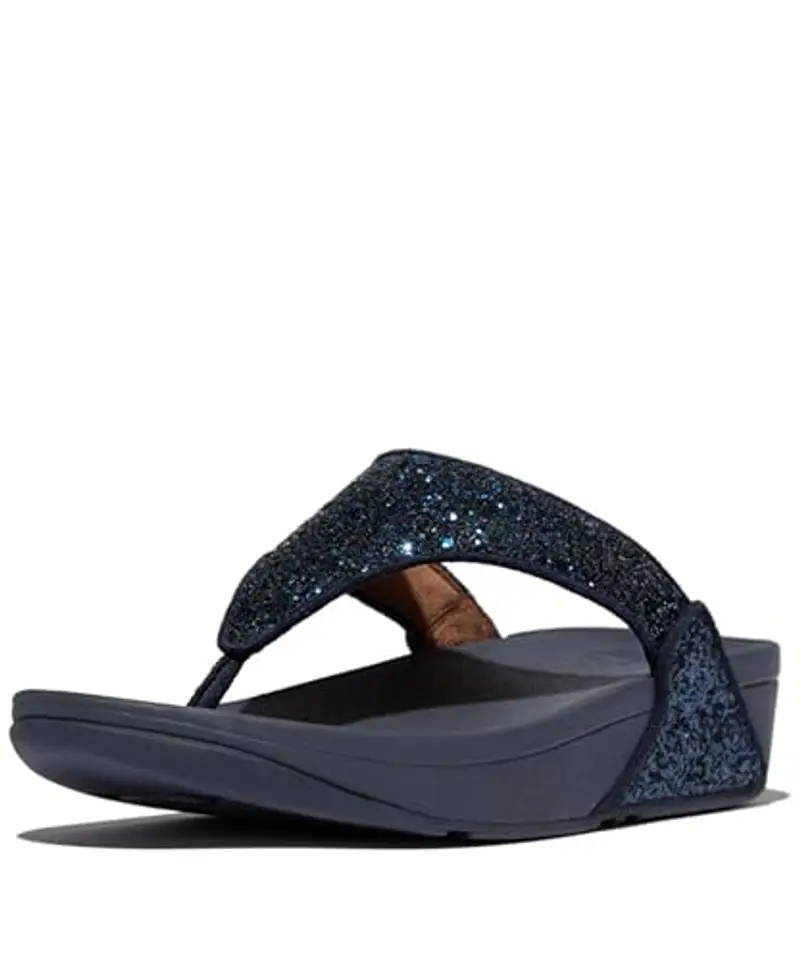 Fitflop Lulu Glitter Toe-Thongs, Sandali a Punta Aperta Donna, Blu Midnight Navy 399, 39 EU
