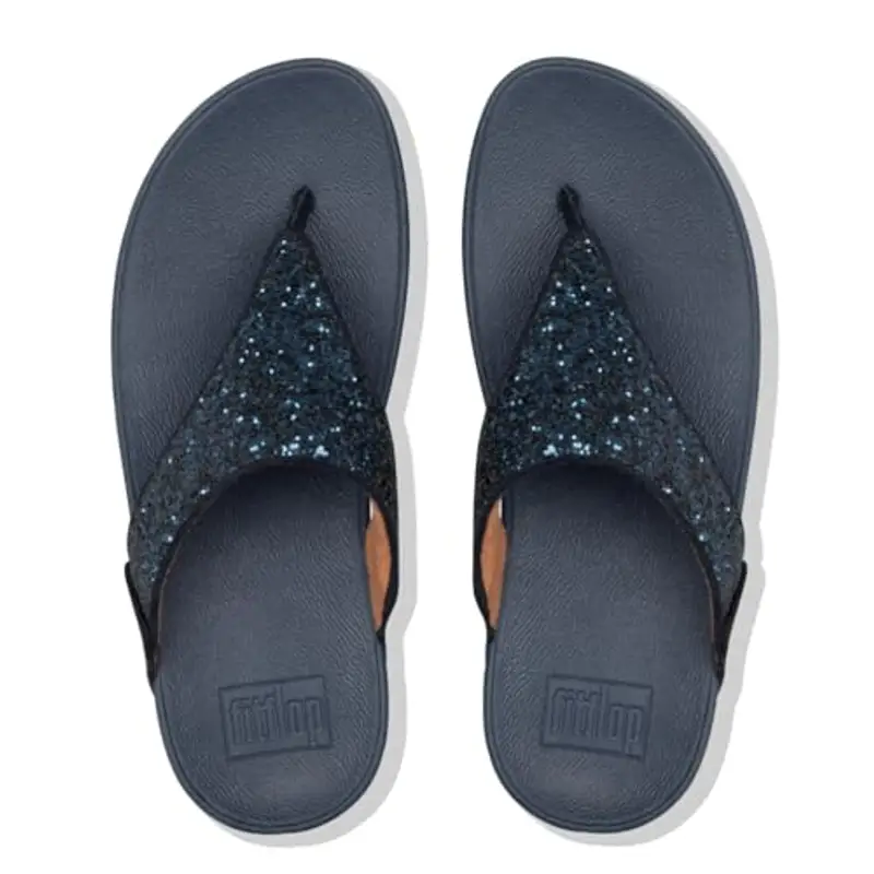 Fitflop Lulu Glitter Toe-Thongs, Sandali a Punta Aperta Donna, Blu Midnight Navy 399, 40 EU miniatura 2