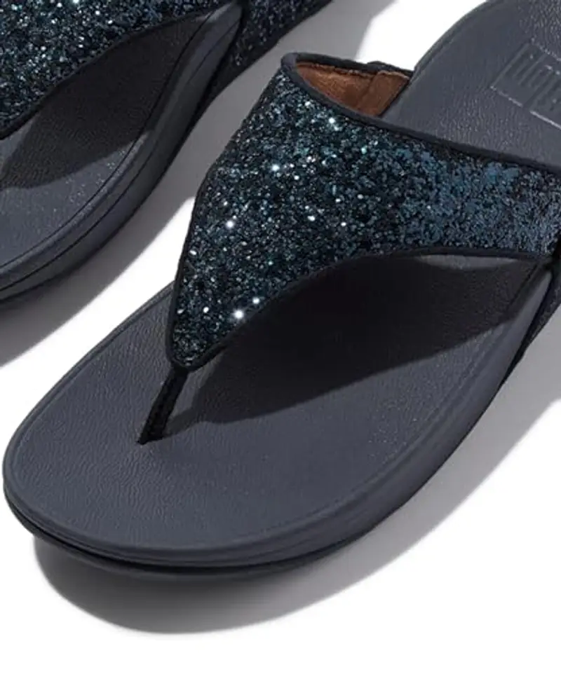 Fitflop Lulu Glitter Toe-Thongs, Sandali a Punta Aperta Donna, Blu Midnight Navy 399, 41 EU miniatura 3