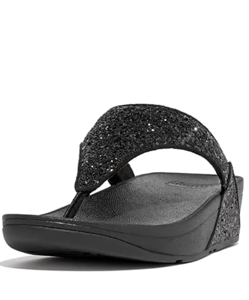 Fitflop Lulu Glitter Toe-Thongs, Sandali a Punta Aperta Donna, Nero Black Glitter 339, 40 EU