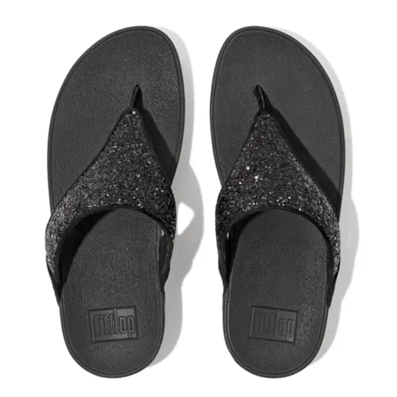 Fitflop Lulu Glitter Toe-Thongs, Sandali a Punta Aperta Donna, Nero Black Glitter 339, 43 EU miniatura 3