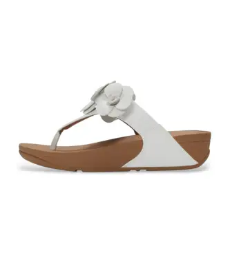 per donna A4N-194 Sandali bianchi Lulu con infradito e fiore (36), Bianco, 1 a 3 cm, Nessuno, Casual Pelle