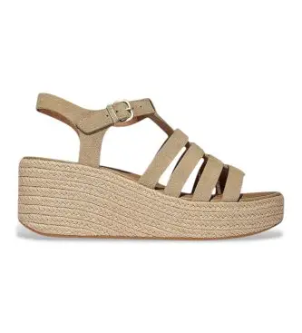 per donna A5J-923 Sandali da pescatore in pelle marrone (36), Beige, 5 a 8cm, Fibbia, Casual