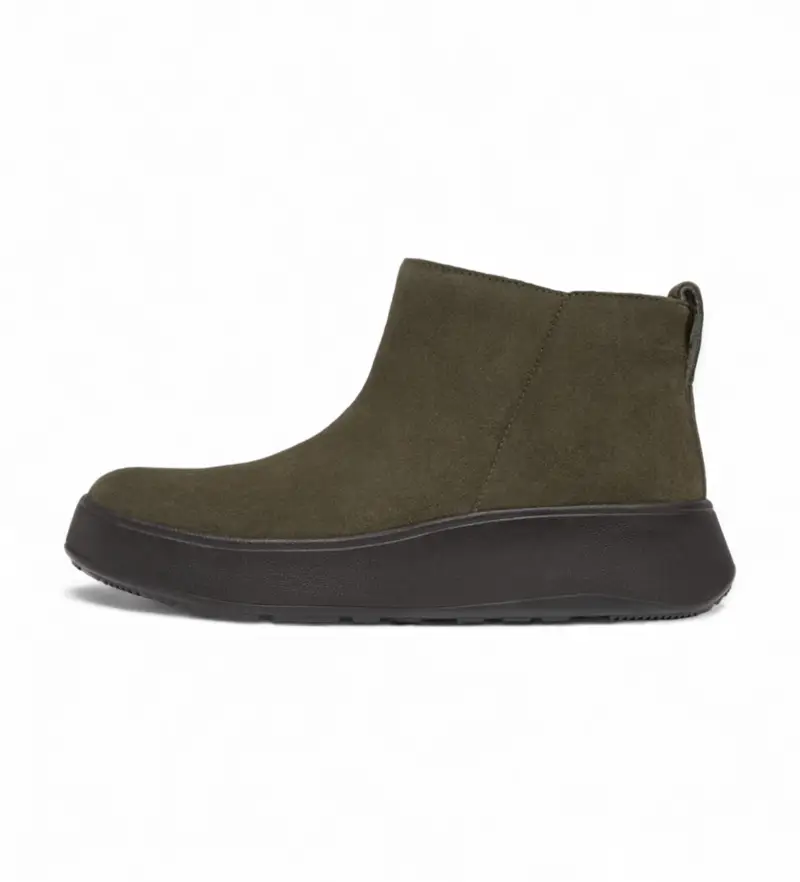 per donna. GM3-B77 Stivaletti in pelle F-Mode verde (36), Basso, 1 a 3 cm, Cerniera, Casual