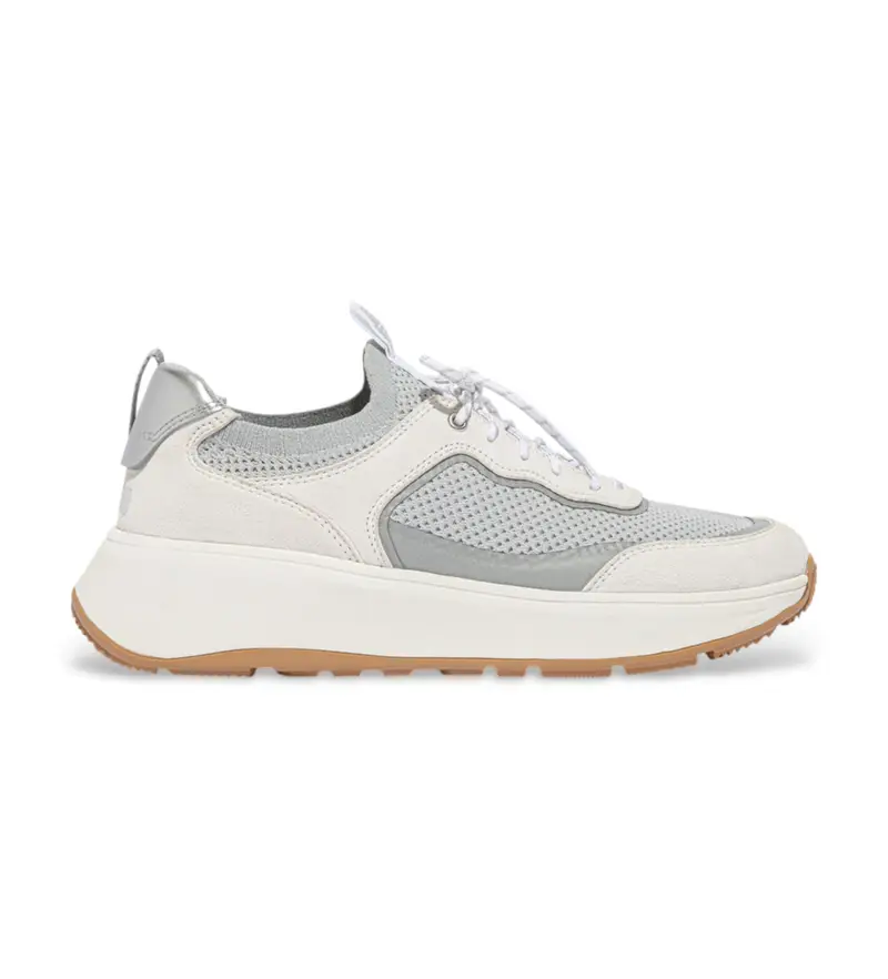 per donna IV1-C18 Sneakers grigie alla moda lavorate a maglia (37), 3 a 5cm, Stringhe, Casual, Grigio Naturale
