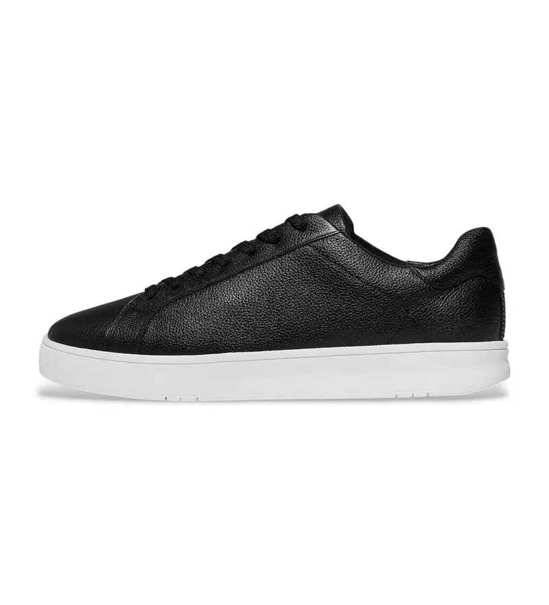 per uomo E7Q-001 Sneakers Rally II in pelle nera (41), Nero, Basso, Stringhe, Casual Naturale