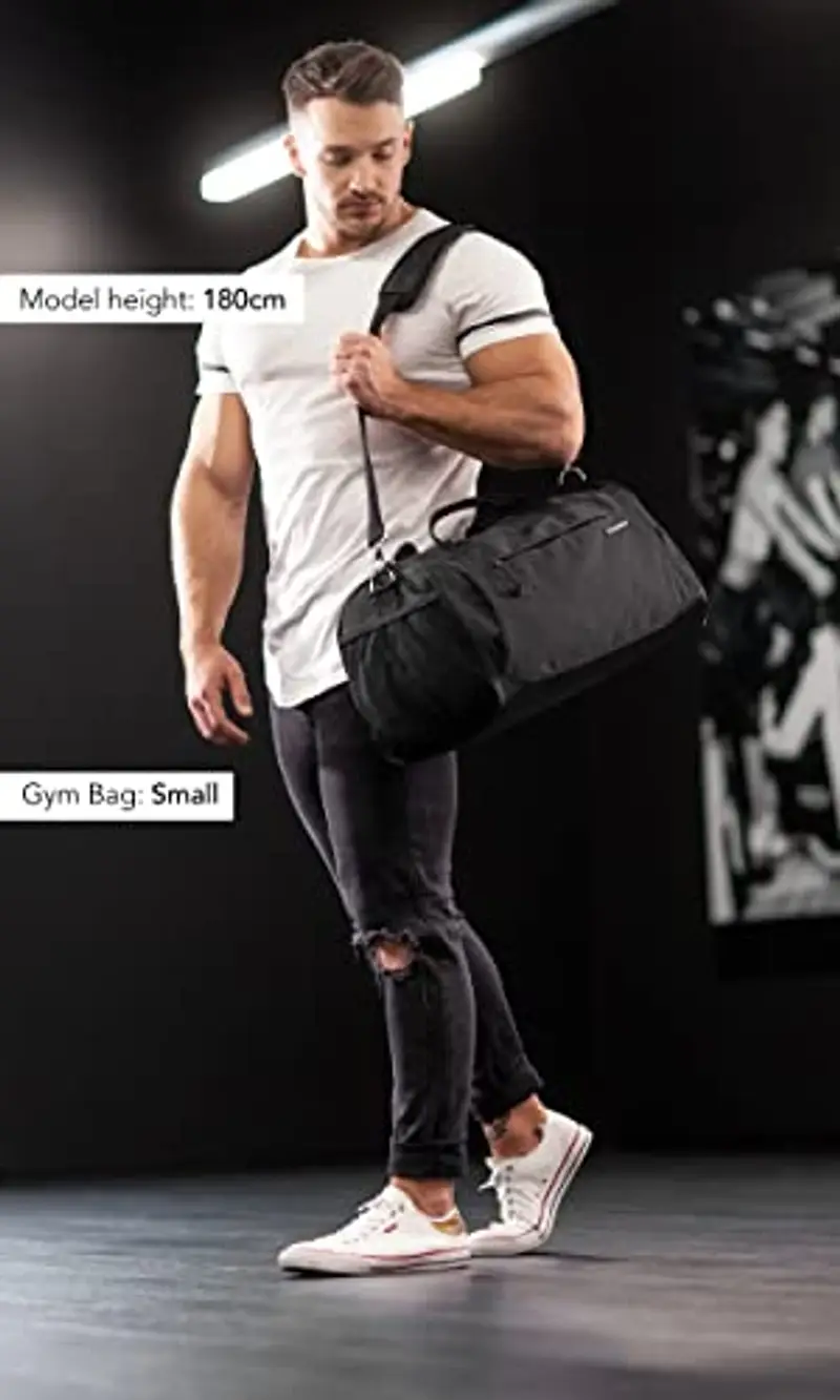 Fitgriff® Borsone Palestra - Donna & Uomo - Borsa Sportiva - per Palestra, Fitness, Sport, Piscina, Viaggio, Gym - Duffel Bag (Black, 58 x 31 x 31 cm (Medium)) miniatura 2