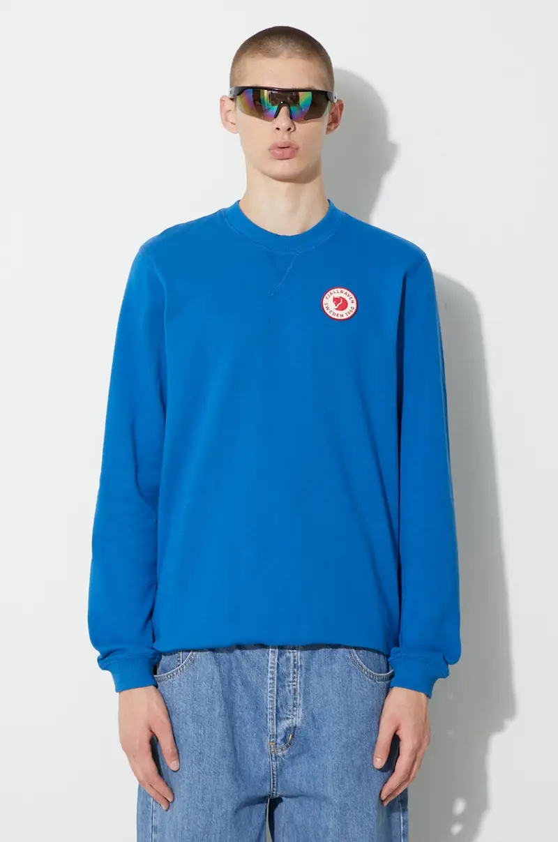 felpa in cotone 1960 Logo Badge Sweater F87163.538 uomo F87230 Blu