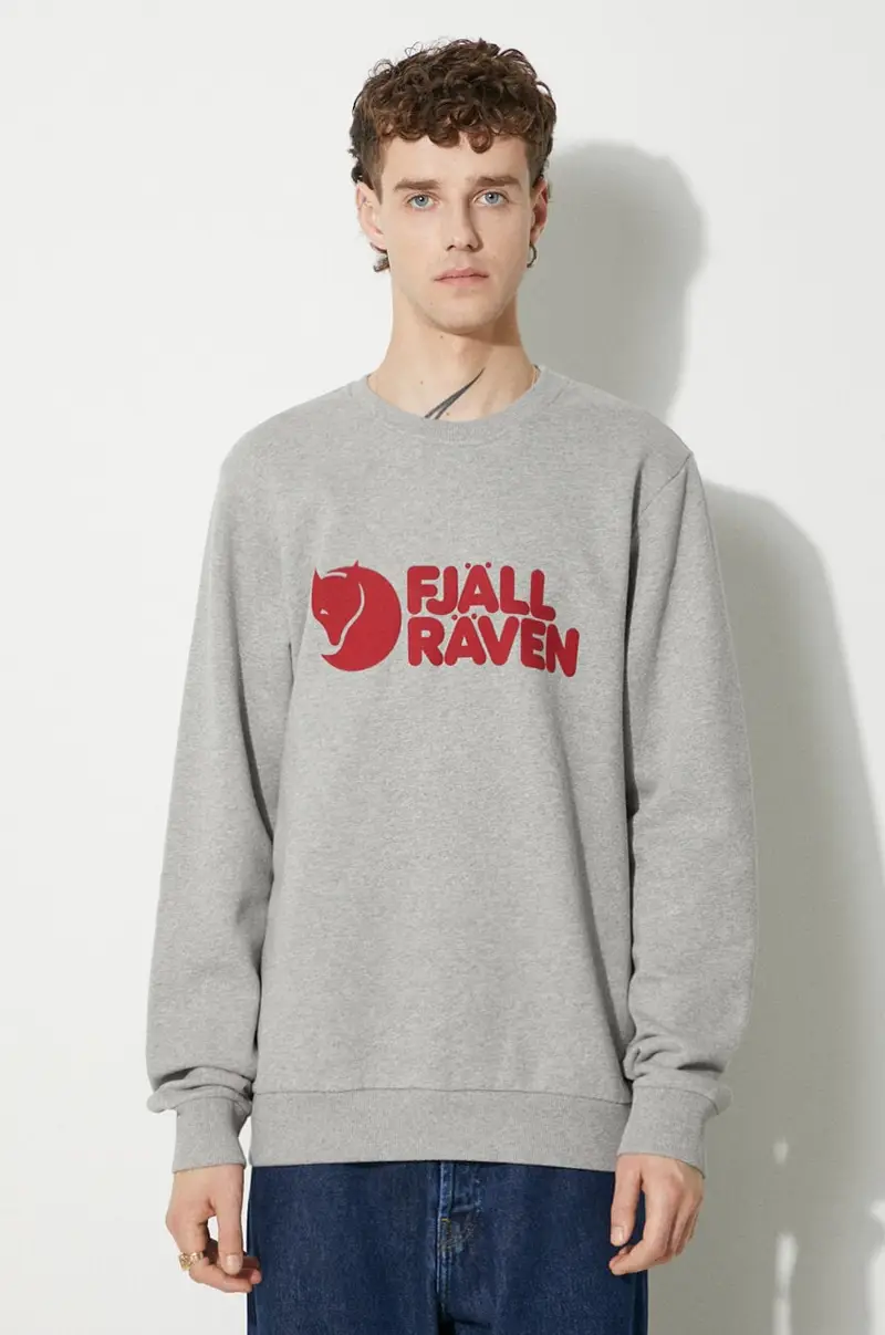 felpa in cotone Logo Sweater uomo colore grigio con applicazione F84142