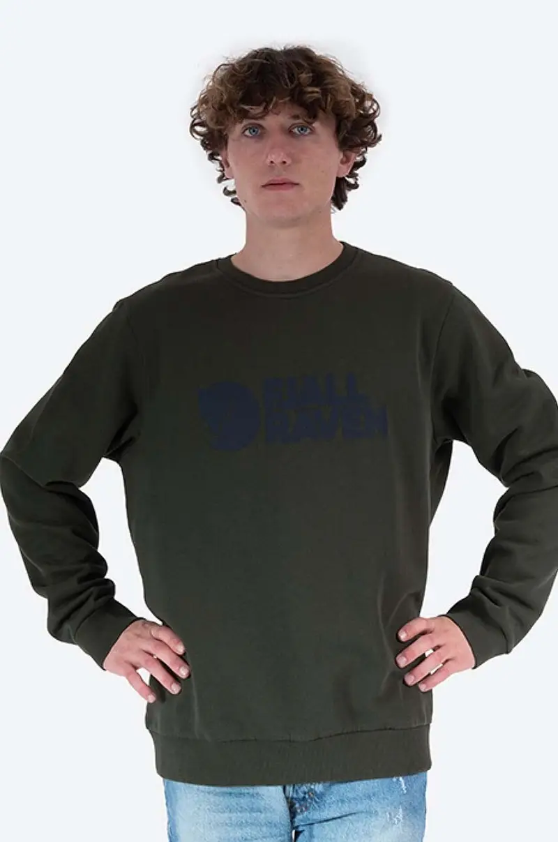 felpa in cotone Logo Sweater uomo colore verde con applicazione F84142