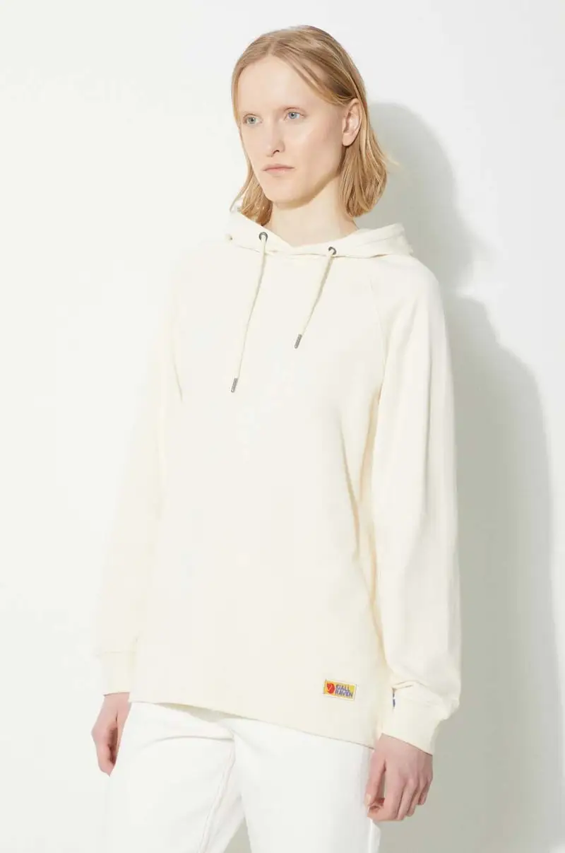 felpa in cotone Vardag Hoodie W donna colore beige con cappuccio F86987.113