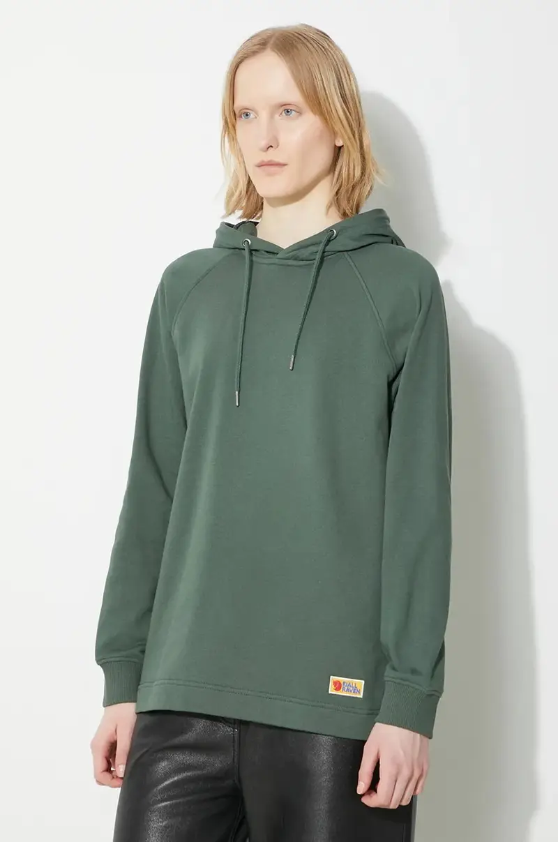 felpa in cotone Vardag Hoodie W donna colore verde con cappuccio F86987.679 Turchese