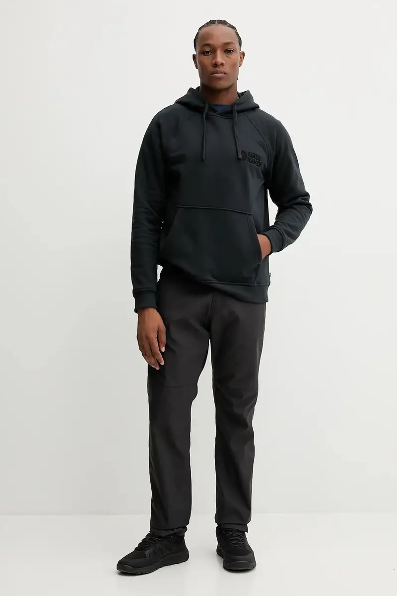 felpa outdoor Fjällräven Classic uomo colore nero con cappuccio F12600231-550 miniatura 2