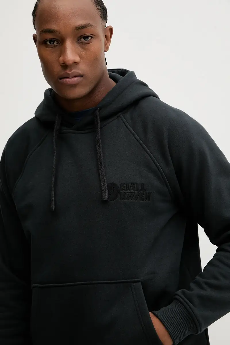 felpa outdoor Fjällräven Classic uomo colore nero con cappuccio F12600231-550 miniatura 4