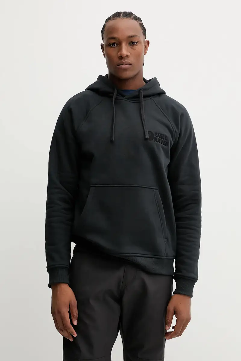 felpa outdoor Fjällräven Classic uomo colore nero con cappuccio F12600231-550