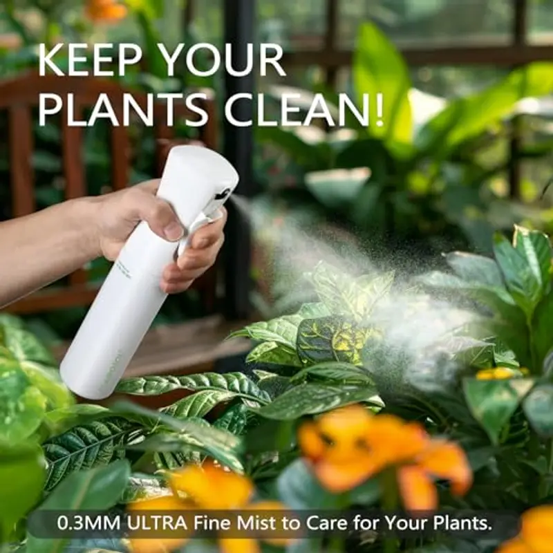 FLAIROSOL Flacone Spray Nebulizzatore per Capelli Ricci 300ml, Spruzzino Acqua Continua Fine per Barbiere/Parrucchiere - Ricaricabile, per pulizia/Piante/Animali Domestici (bianca, stampa verde) miniatura 3