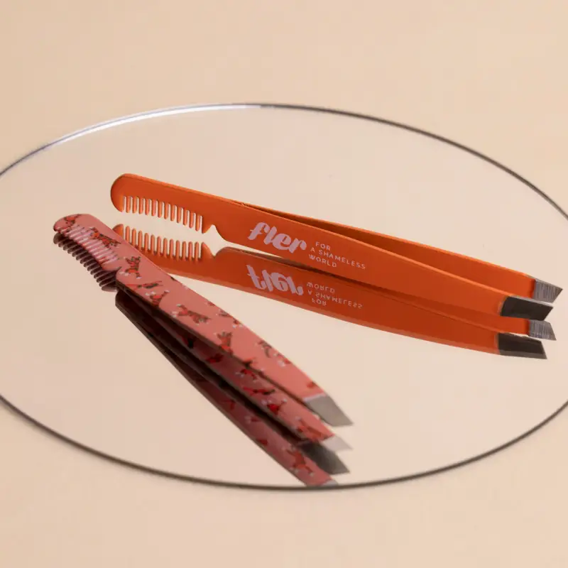 Accessori Eyebrow Tweezer with Comb Solid Orange - Pinzette sopracciglia miniatura 4