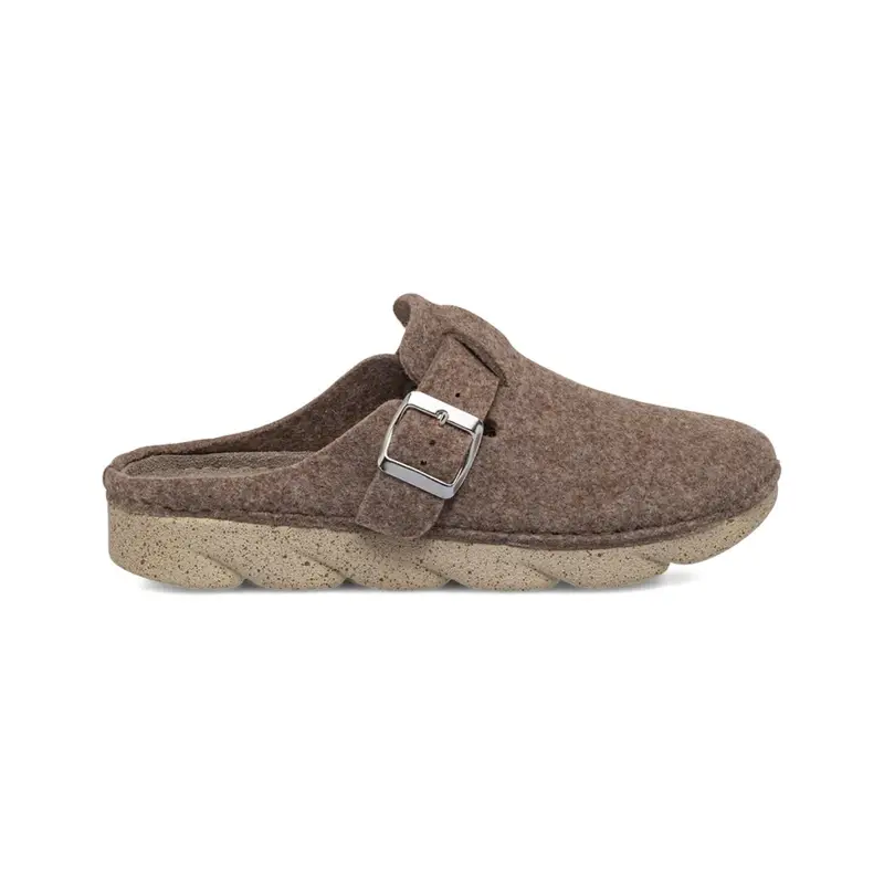 Ciabatte da casa beige in feltro con fibbia