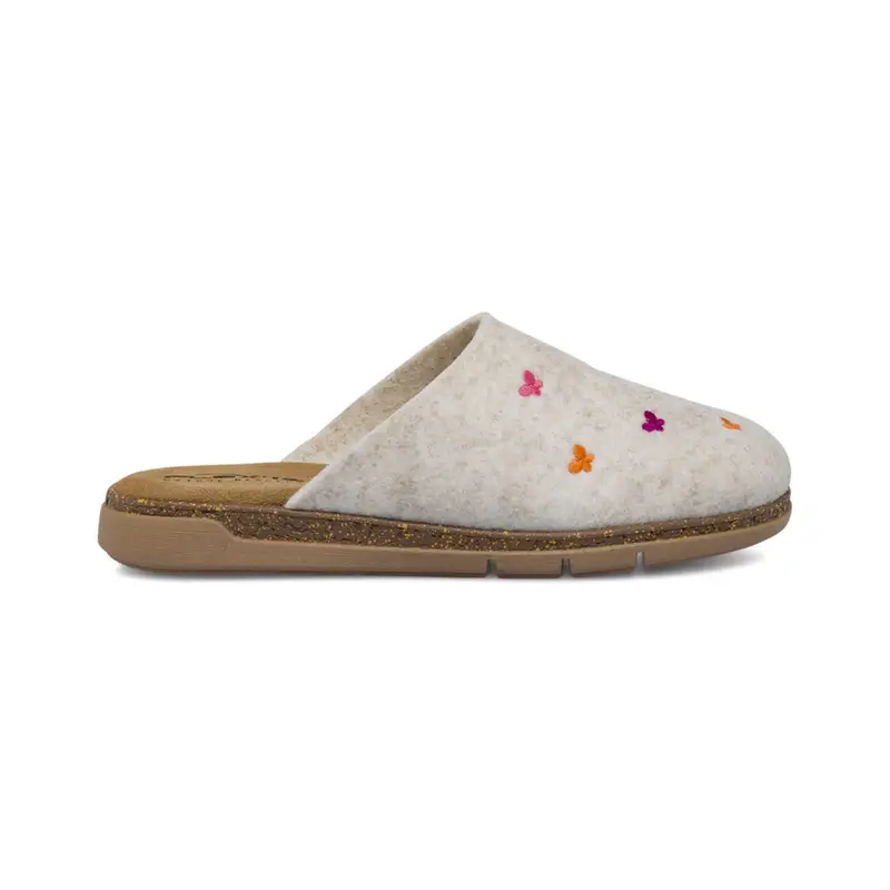 Ciabatte donna bianche da casa con farfalle ricamate