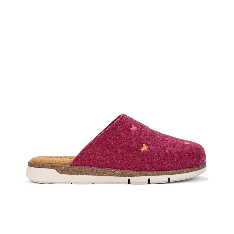 Ciabatte donna fucsia da casa con ricami farfalle