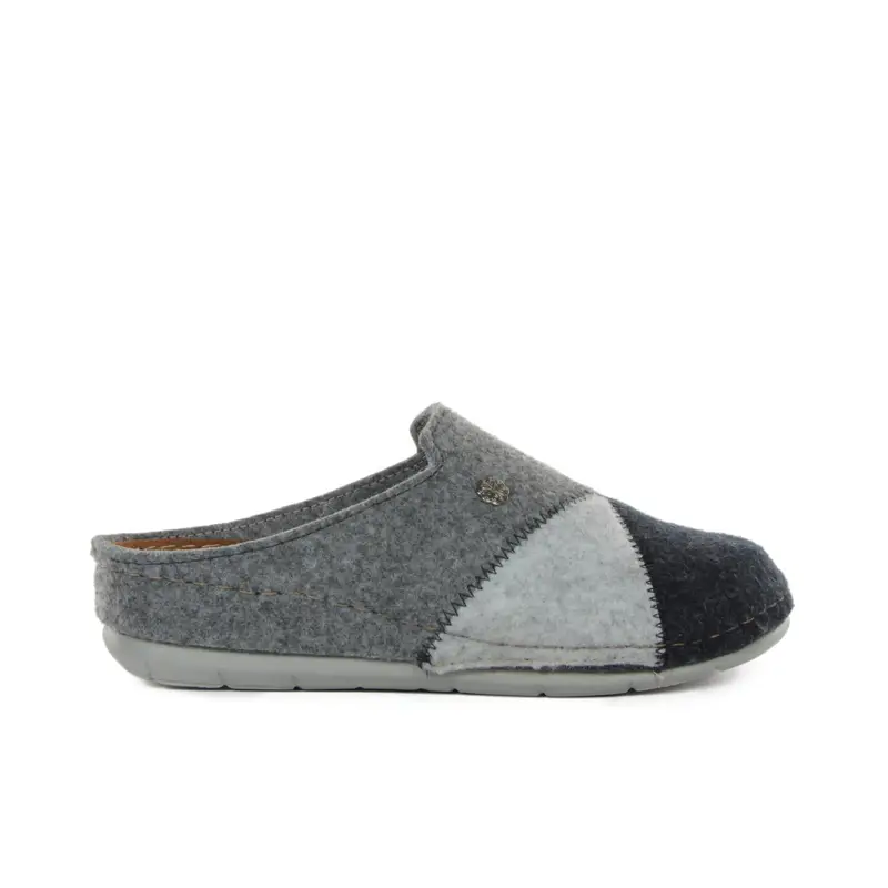 Ciabatte donna grigie da casa in feltro con cuciture