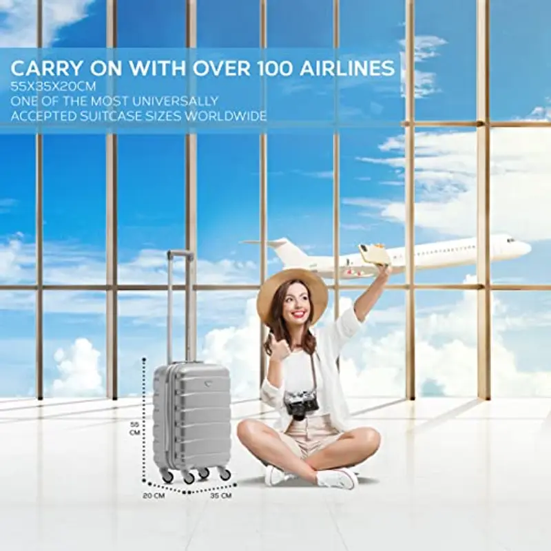 Flight Knight ABS Trolley Bagaglio A Mano 55x35x20cm Compatibile Con Alitalia, easyJet, RyanAir, KLM E Tanti Altri! Valigia Leggera Bagaglio A Mano 4 Rotelle miniatura 2