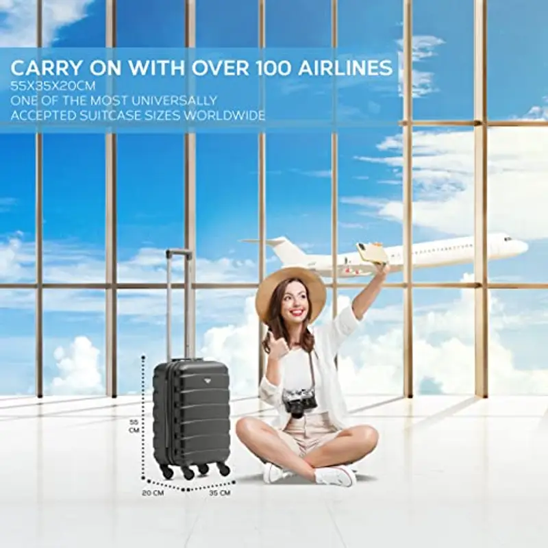 Flight Knight ABS Trolley Bagaglio A Mano 55x35x20cm Compatibile Con Alitalia, easyJet, RyanAir, KLM E Tanti Altri! Valigia Leggera Bagaglio A Mano 4 Rotelle miniatura 2