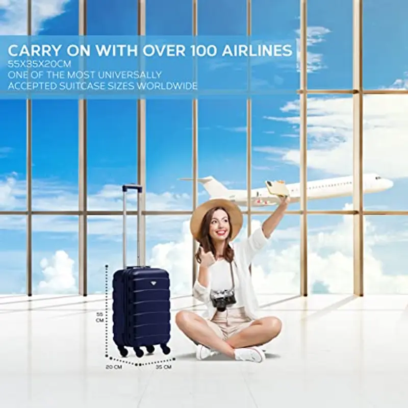 Flight Knight ABS Trolley Bagaglio A Mano 55x35x20cm Compatibile Con Alitalia, easyJet, RyanAir, KLM E Tanti Altri! Valigia Leggera Bagaglio A Mano 4 Rotelle miniatura 3