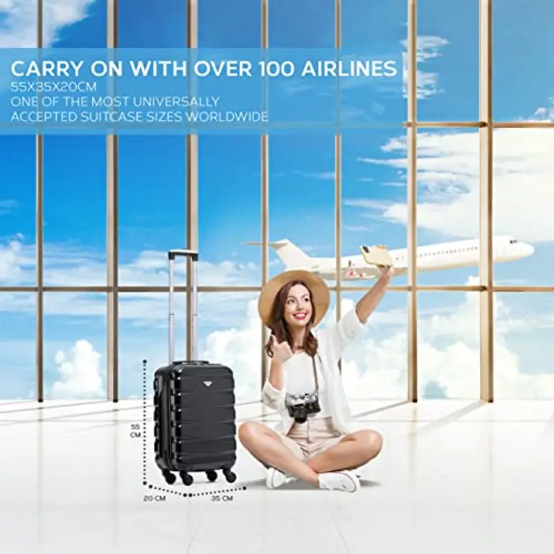 Flight Knight ABS Trolley Bagaglio A Mano 55x35x20cm Compatibile Con Alitalia, easyJet, RyanAir, KLM E Tanti Altri! Valigia Leggera Bagaglio A Mano 4 Rotelle miniatura 2