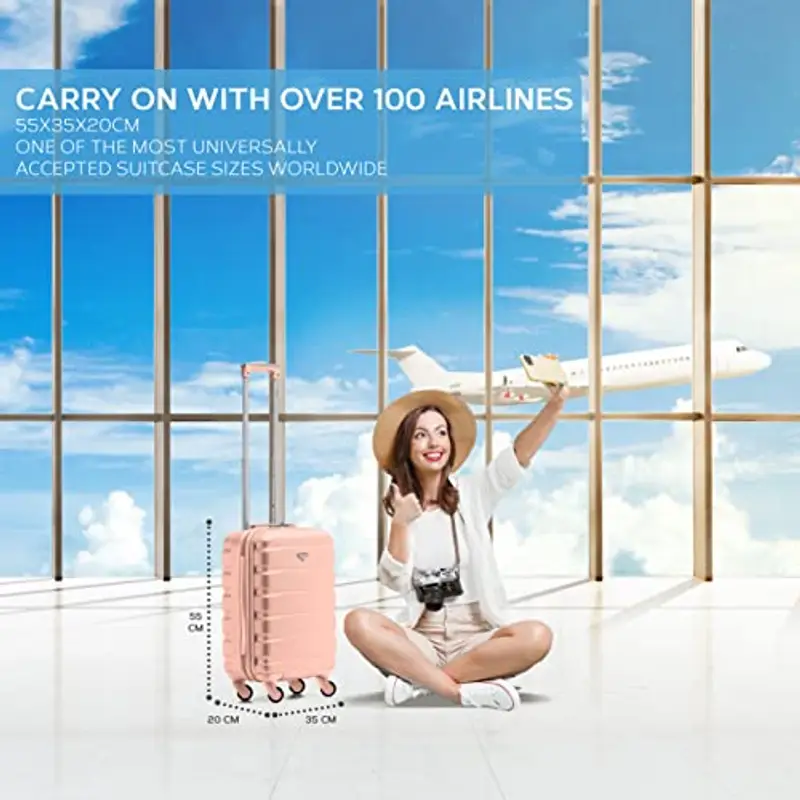 Flight Knight ABS Trolley Bagaglio A Mano 55x35x20cm Compatibile Con Alitalia, easyJet, RyanAir, KLM E Tanti Altri! Valigia Leggera Bagaglio A Mano 4 Rotelle miniatura 2