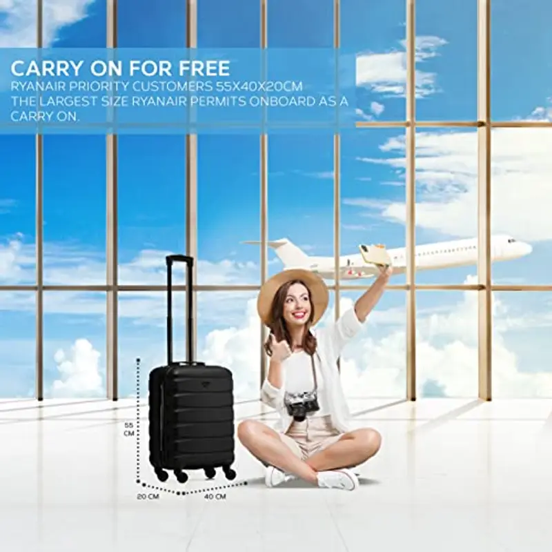 Flight Knight Valigie Rigide in ABS Leggere a 4 Ruote - Bagaglio a Mano Approvato per Oltre 60 Compagnie Aeree Tra Cui Easyjet, Jet2 E Dimensioni Massime per Ryanair (Priorita) 55x40x20cm miniatura 2