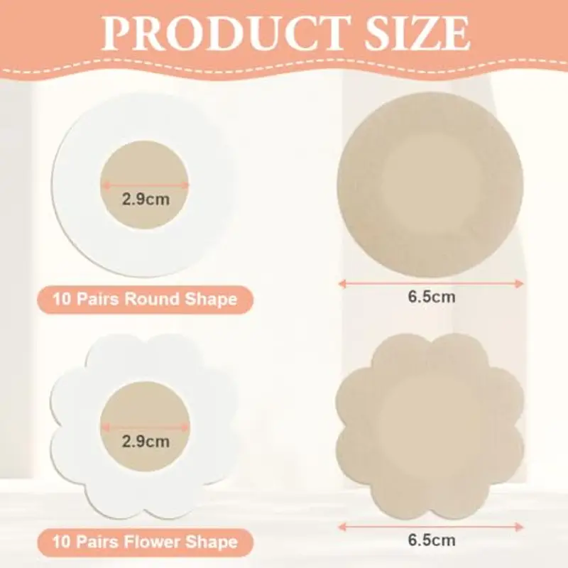flintronic 40 Pezzi Copricapezzoli Invisibili Adesivi Monouso per Capezzoli, Copri Capezzolo da Donna, Copricapezzoli Adesivi, Seno Capezzolo Copre per Donne Ragazze Festa, Forma di Circolo e Fiore miniatura 2