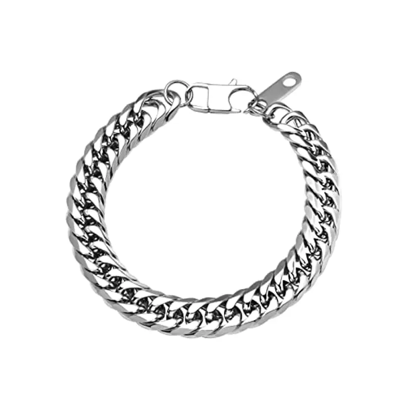 flintronic Bracciale Uomo a Catena Grossa Robusta? Bracciale Donna Uomo, Bracciale Braccialetto Uomo, Braccialetto Catena in Acciaio Inox, 12 * 21 cm, Regalo Perfetto (Con Fibbia Ad Estensione)