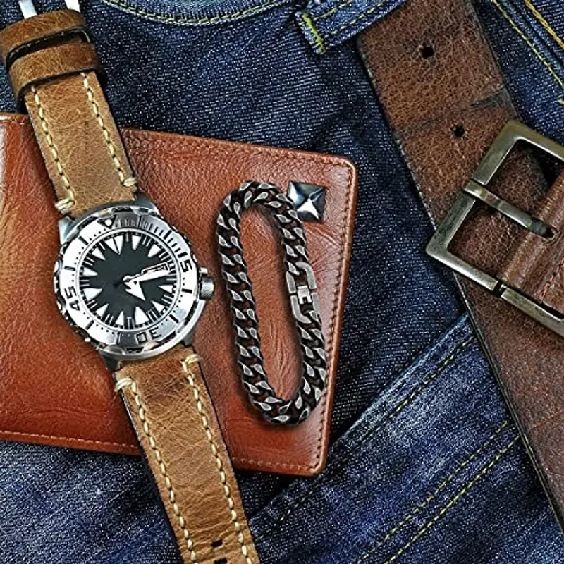 flintronic Bracciale Uomo a Catena Grossa Robusta, Bracciale Donna Uomo, Braccialetto Catena in Acciaio Inox, 10 * 21 cm, Regalo Perfetto miniatura 3