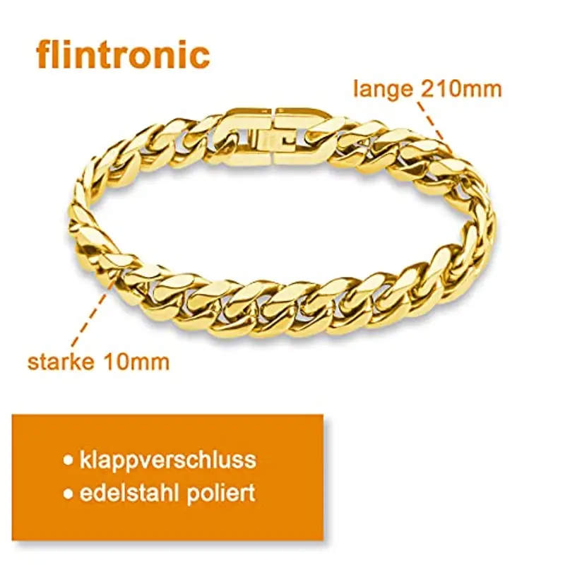 flintronic Bracciale Uomo a Catena Grossa Robusta, Bracciale Donna Uomo, Braccialetto Catena in Acciaio Inox, 10 * 21 cm, Regalo Perfetto miniatura 3