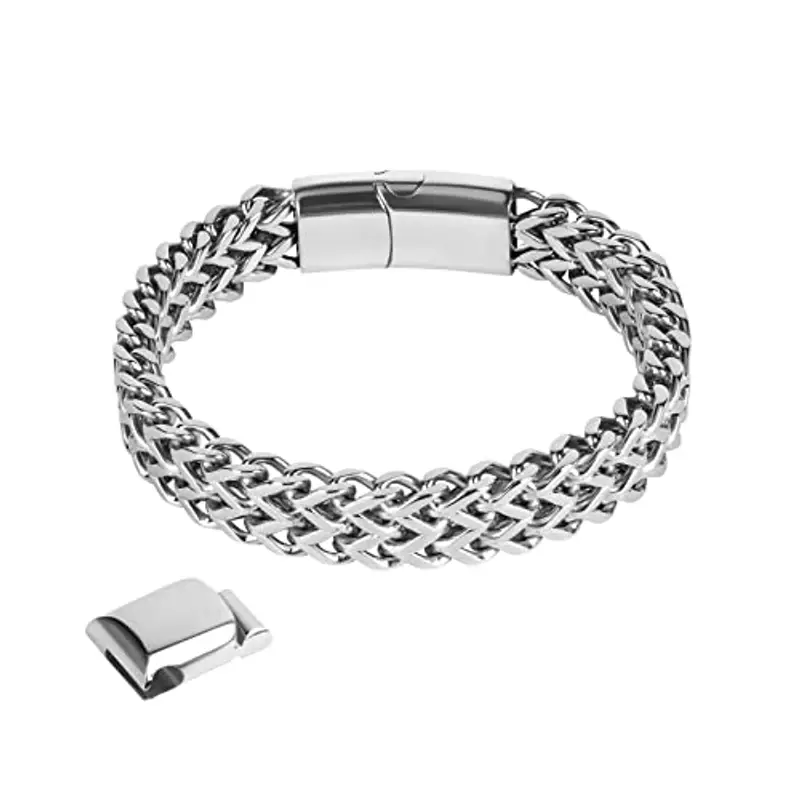 flintronic Bracciale Uomo a Catena Grossa Robusta? Bracciale Donna Uomo, Braccialetto Catena in Acciaio Inox, 12 * 22 cm, Regalo Perfetto (Con Fibbia Ad Estensione)