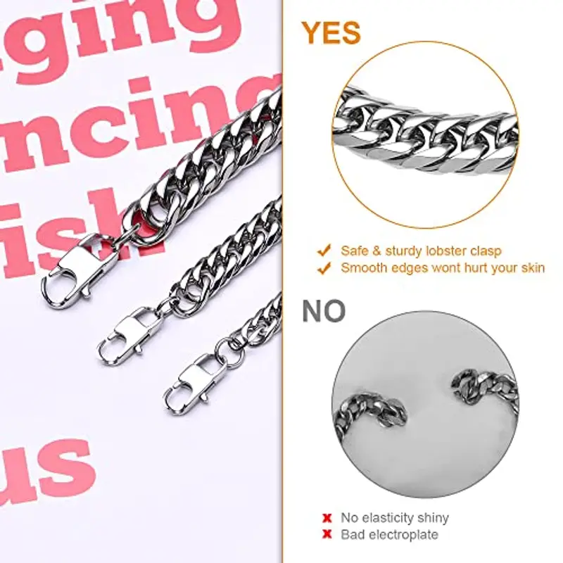 flintronic Bracciale Uomo a Catena Grossa Robusta, Bracciale Donna Uomo, Braccialetto Catena in Acciaio Inox, 6 * 21 cm, Regalo Perfetto (Con Fibbia Ad Estensione) miniatura 3