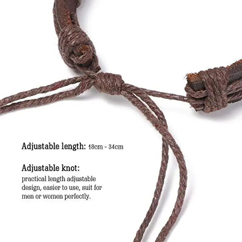 flintronic Bracciale Uomo Pelle, 6 Pezzi Bracciale Corda Uomo Donna, Bracciale Intrecciato in Pelle, Bracciale per Uomo Donna, Idea Regalo per Fidanzato, Amici, Marito, 18-34CM miniatura 2