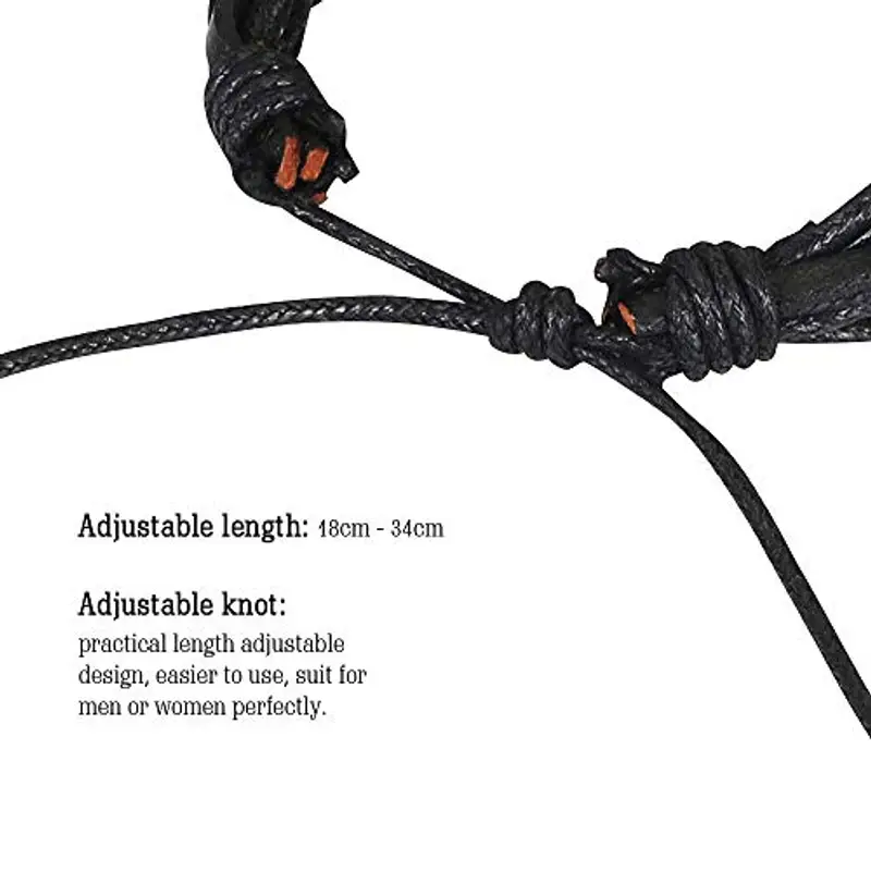 flintronic Bracciale Uomo Pelle, 6 Pezzi Bracciale Corda Uomo Donna, Bracciale Intrecciato in Pelle, Bracciale per Uomo Donna, Idea Regalo per Fidanzato, Amici, Marito, 18-34CM miniatura 2