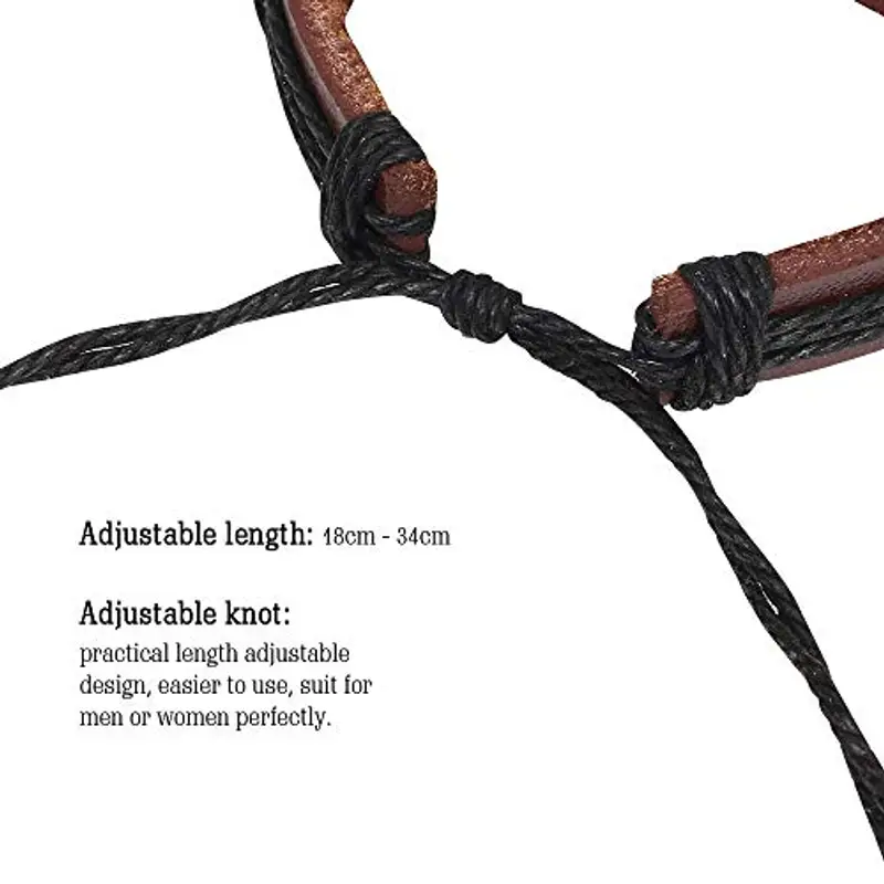 flintronic Bracciale Uomo Pelle, 6 Pezzi Bracciale Corda Uomo Donna, Bracciale Intrecciato in Pelle, Bracciale per Uomo Donna, Idea Regalo per Fidanzato, Amici, Marito, 18-34CM miniatura 2