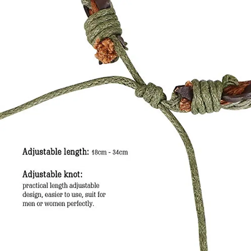 flintronic Bracciale Uomo Pelle, 6 Pezzi Bracciale Corda Uomo Donna, Bracciale Intrecciato in Pelle, Bracciale per Uomo Donna, Idea Regalo per Fidanzato, Amici, Marito, 18-34CM miniatura 2