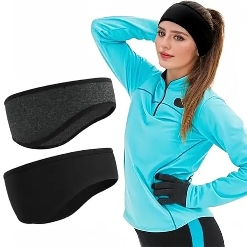 Flintronic Fascia Sportiva Invernale per Donna e Uomo, 2 Pezzi Fascia per Capelli Invernale, Fascia Paraorecchie In