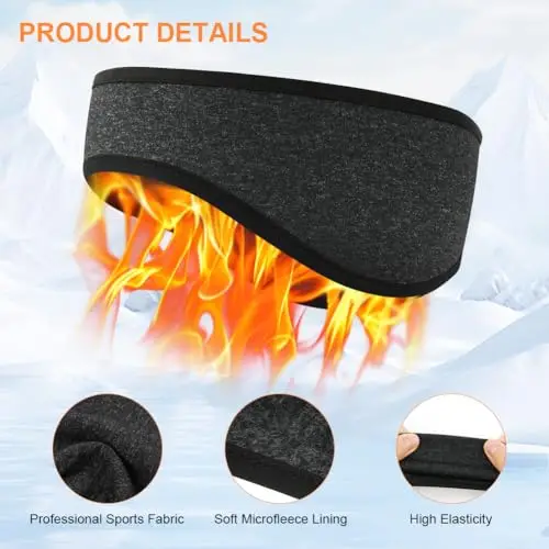Flintronic Fascia Sportiva Invernale per Donna e Uomo, 2 Pezzi Fascia per Capelli Invernale, Fascia Paraorecchie In miniatura 3