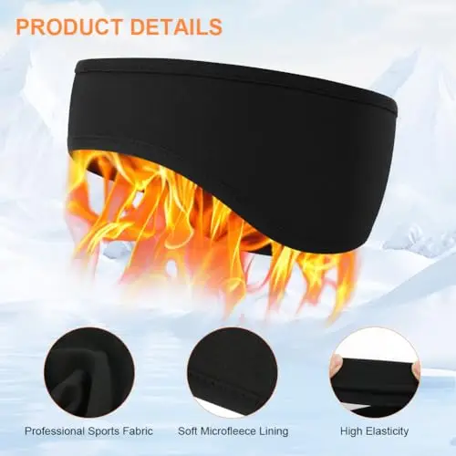 Flintronic Fascia Sportiva Invernale per Donna e Uomo, 2 Pezzi Fascia per Capelli Invernale, Fascia Paraorecchie In miniatura 3