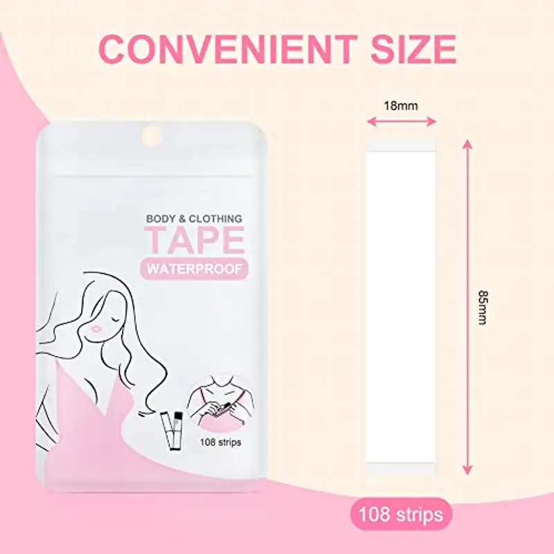 flintronic Nastro Tape Nastro di Corpo Biadesivo Invisibile, 108PCS-85 * 18mm Fashion Trasparente Tape, Medica miniatura 2