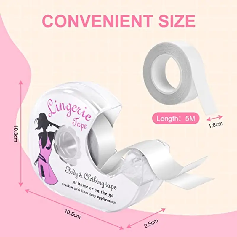 flintronic Nastro Tape Nastro di Corpo Biadesivo Invisibile, 2 Rotolo 1.6cm* 5M Fashion Trasparente Tape, Medica miniatura 2